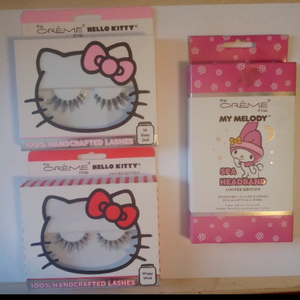 Hello kitty lashes and spa headband bundle